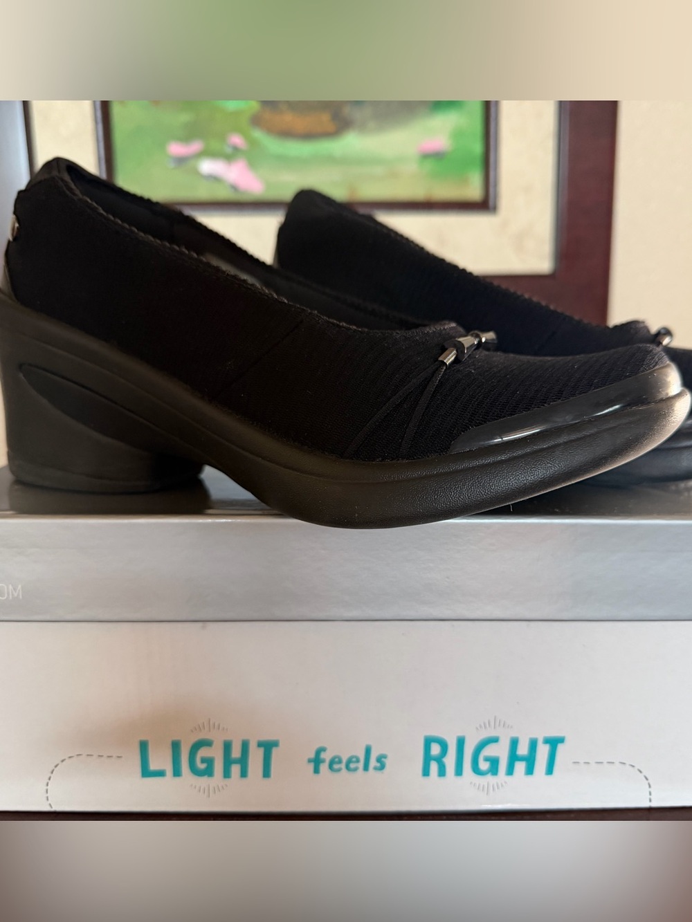 Bzees Black Knit Slip-On Ballet Flats with Bow Accent